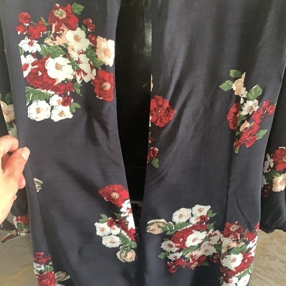 Zara Black Floral Tunic Tie Sleeves Shift Mini Dress Size M - Picture 9 of 11